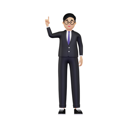 Businessman pointing finger up 3D Illustration