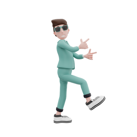 Businessman pointing fingers in direction  3D Illustration