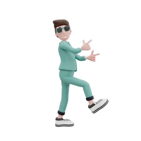 Businessman pointing fingers in direction 3D Illustration