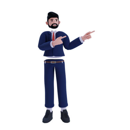 Businessman pointing fingers in left side  3D Illustration