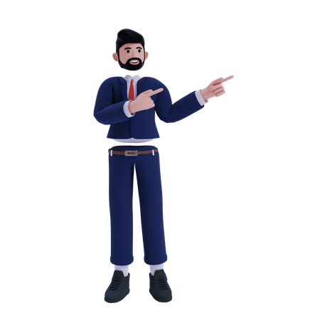 Businessman pointing fingers in left side 3D Illustration