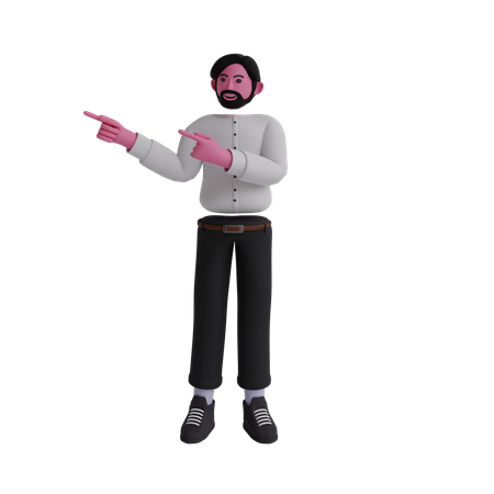 Businessman pointing fingers in side 3D Illustration