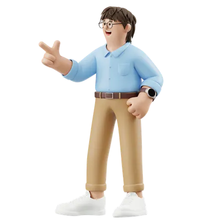 Businessman Pointing Forward  3D Illustration
