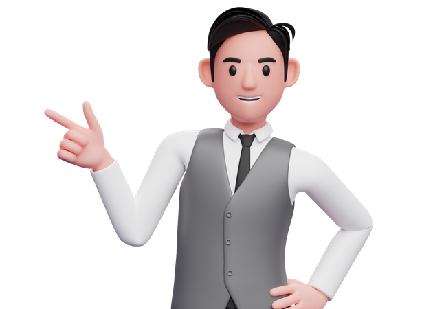 Businessman pointing gun finger to the left  3D Illustration