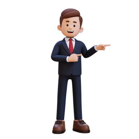 Businessman Pointing Left  3D Illustration