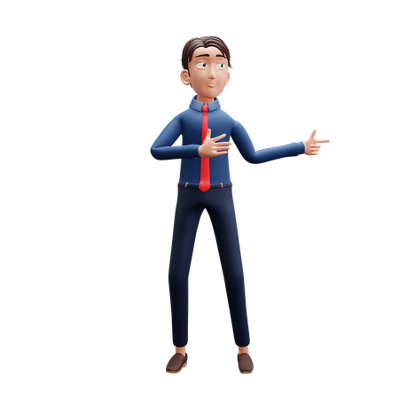 Businessman Pointing Left  3D Illustration