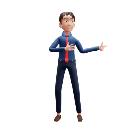 Businessman Pointing Left  3D Illustration