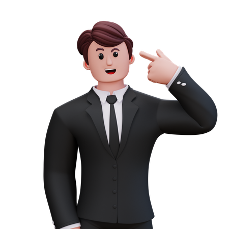 Businessman Pointing Left Head  3D Illustration