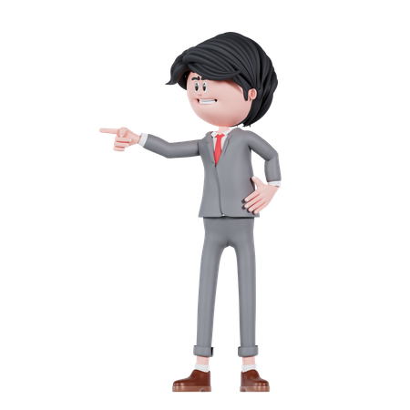 Businessman Pointing Left Side  3D Icon