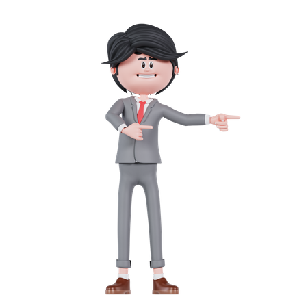 Businessman Pointing Left Side  3D Icon