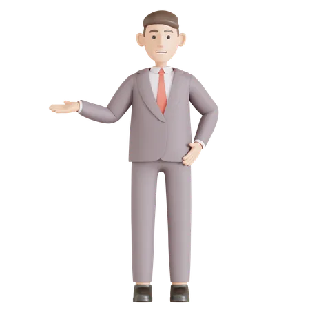 Businessman pointing left side  3D Illustration