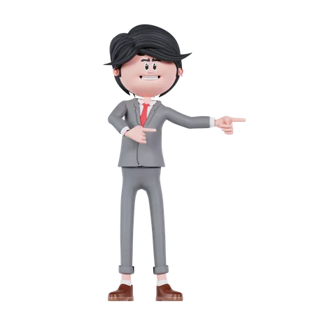 Businessman Pointing Left Side  3D Illustration