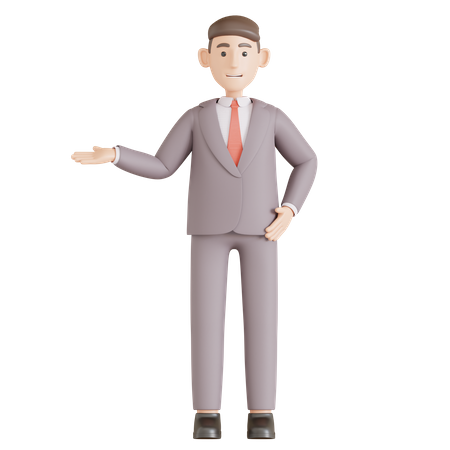 Businessman pointing left side  3D Illustration