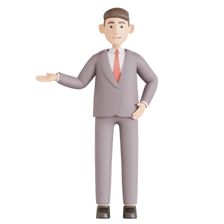 Businessman pointing left side  3D Illustration