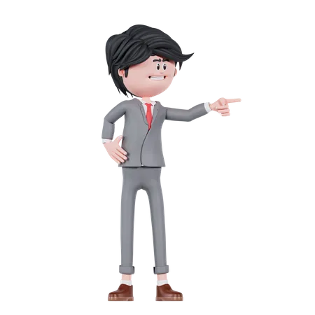 3 D Businessman Is Pointing To The Left 3D Illustration