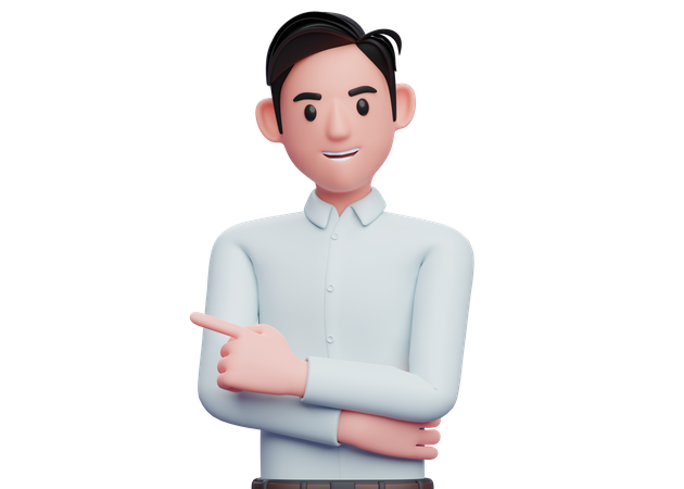 Businessman pointing left with index finger  3D Illustration