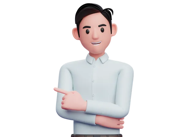 Businessman pointing left with index finger  3D Illustration