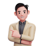 3d businessman pointing one finger emoji