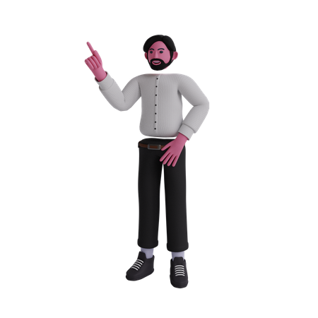 Businessman pointing one finger  3D Icon