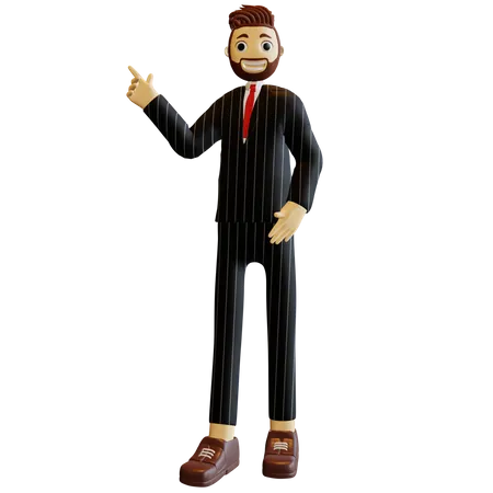 Businessman pointing one finger  3D Illustration