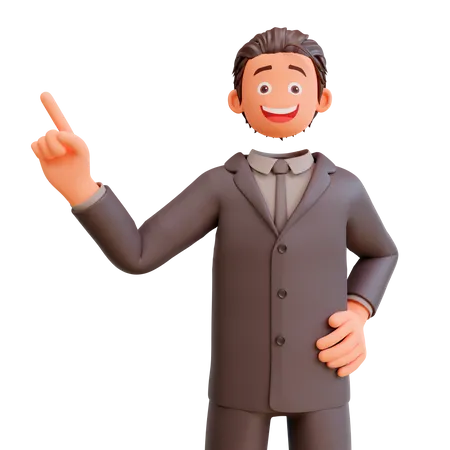 Businessman pointing one finger  3D Illustration