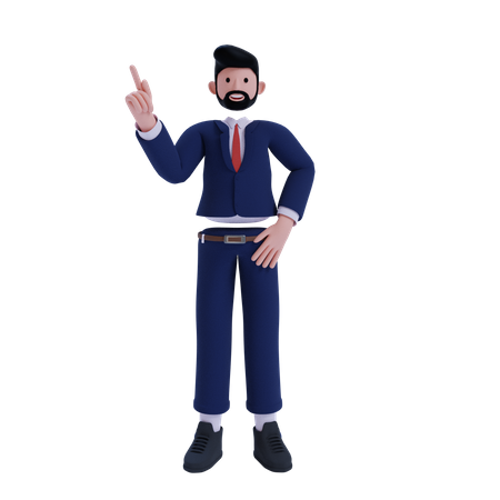 Businessman pointing one finger  3D Illustration