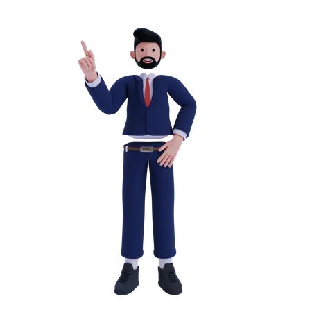 Businessman pointing one finger  3D Illustration