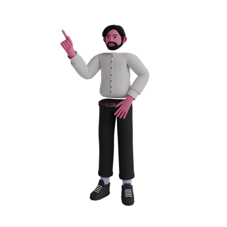 Businessman pointing one finger  3D Illustration