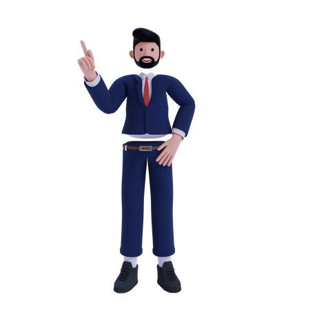 Businessman pointing one finger 3D Illustration