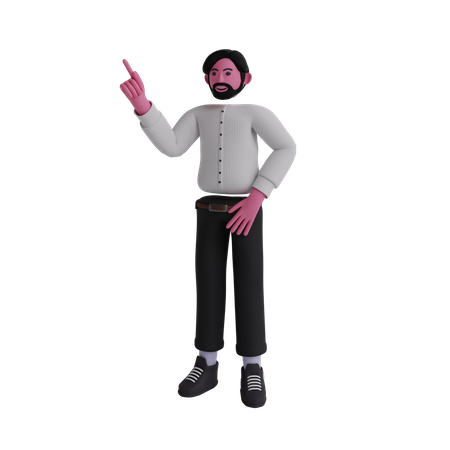 Businessman pointing one finger 3D Illustration