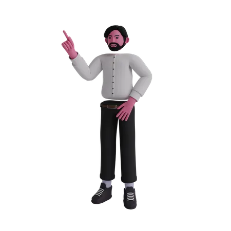 Businessman pointing one finger  3D Illustration