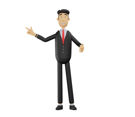 Businessman pointing one finger in right side  3D Illustration