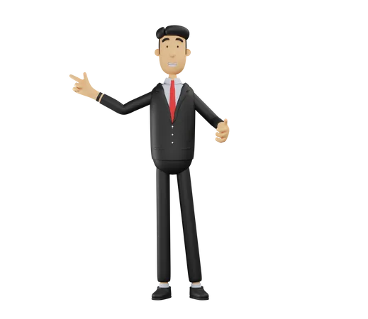 Businessman pointing one finger in right side  3D Illustration