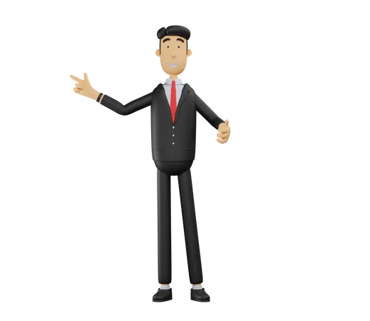 Businessman pointing one finger in right side 3D Illustration