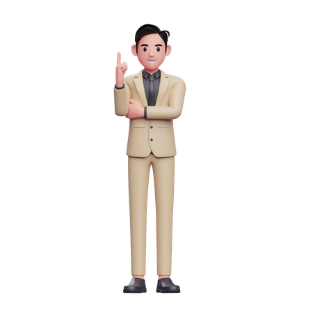 Businessman pointing one finger up giving advice 3D Illustration