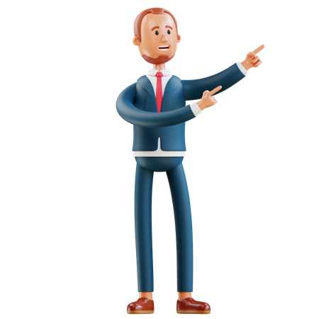 Businessman pointing pose  3D Icon
