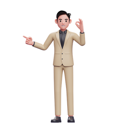 Businessman pointing recommend gesture 3D Illustration