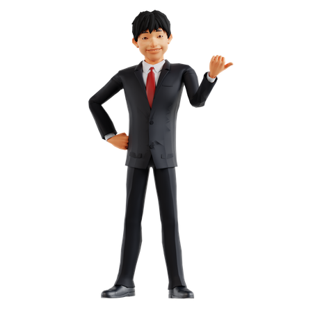 Businessman Pointing Right  3D Illustration