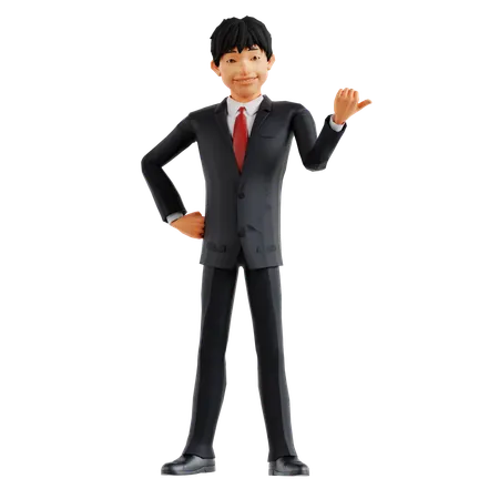 Businessman Pointing Right  3D Illustration