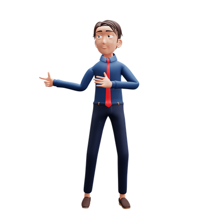 Businessman Pointing Right 3D Illustration