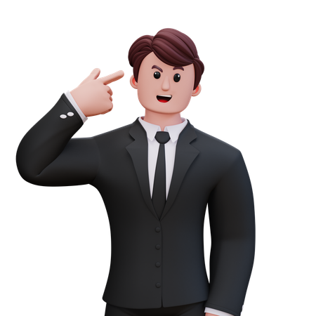 Businessman Pointing Right Head  3D Illustration