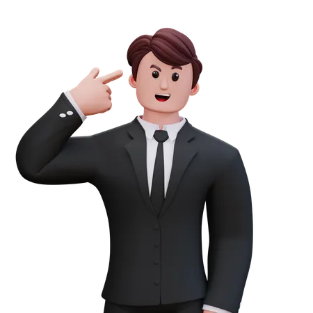 Businessman Pointing Right Head  3D Illustration