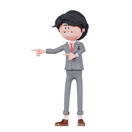 Businessman Pointing Right Side  3D Icon