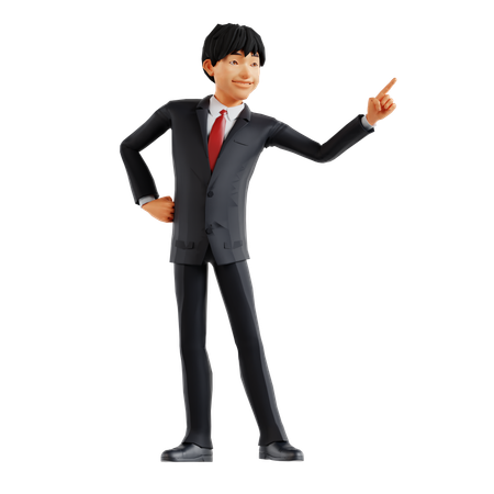 Businessman Pointing Right Side  3D Illustration