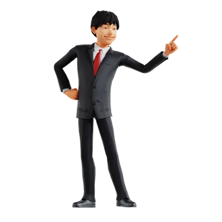 Businessman Pointing Right Side  3D Illustration