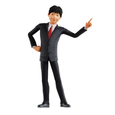 Businessman Pointing Right Side  3D Illustration