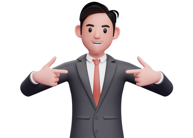 Businessman pointing self  3D Icon
