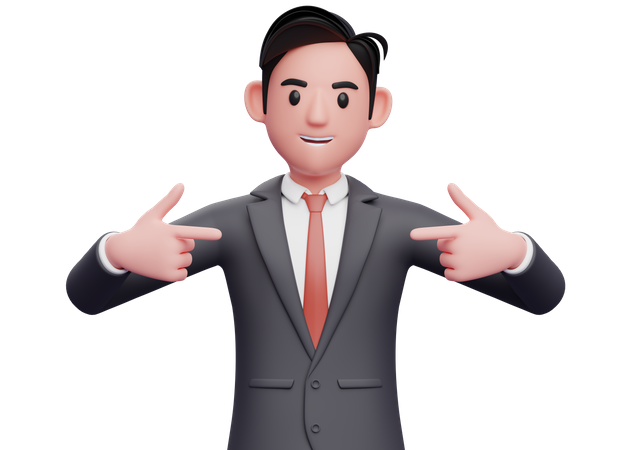 Businessman pointing self  3D Illustration