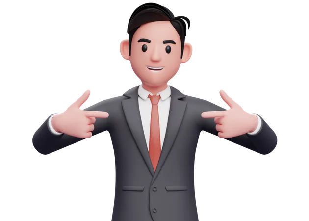 Businessman pointing self  3D Illustration