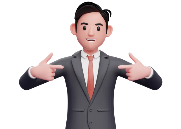 Businessman pointing self 3D Illustration